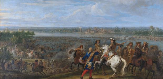 1920px-louis_xiv_crosses_the_rhine_at_lobith_-_lodewijk_xiv_trekt_bij_het_tolhuis_bij_lobith_de_rijn_over_12_juni_1672_adam_frans_van_der_meulen-e12b2f5b